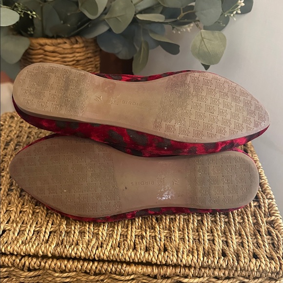 Birdies The Heron Red Black leopard print velvet quilted sole 7.5 Loafers - Picture 7 of 12